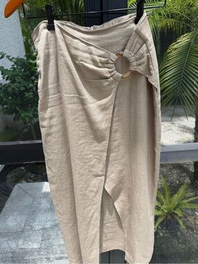 T.J.Maxx Beige High-Low Skirt with Ring Detail